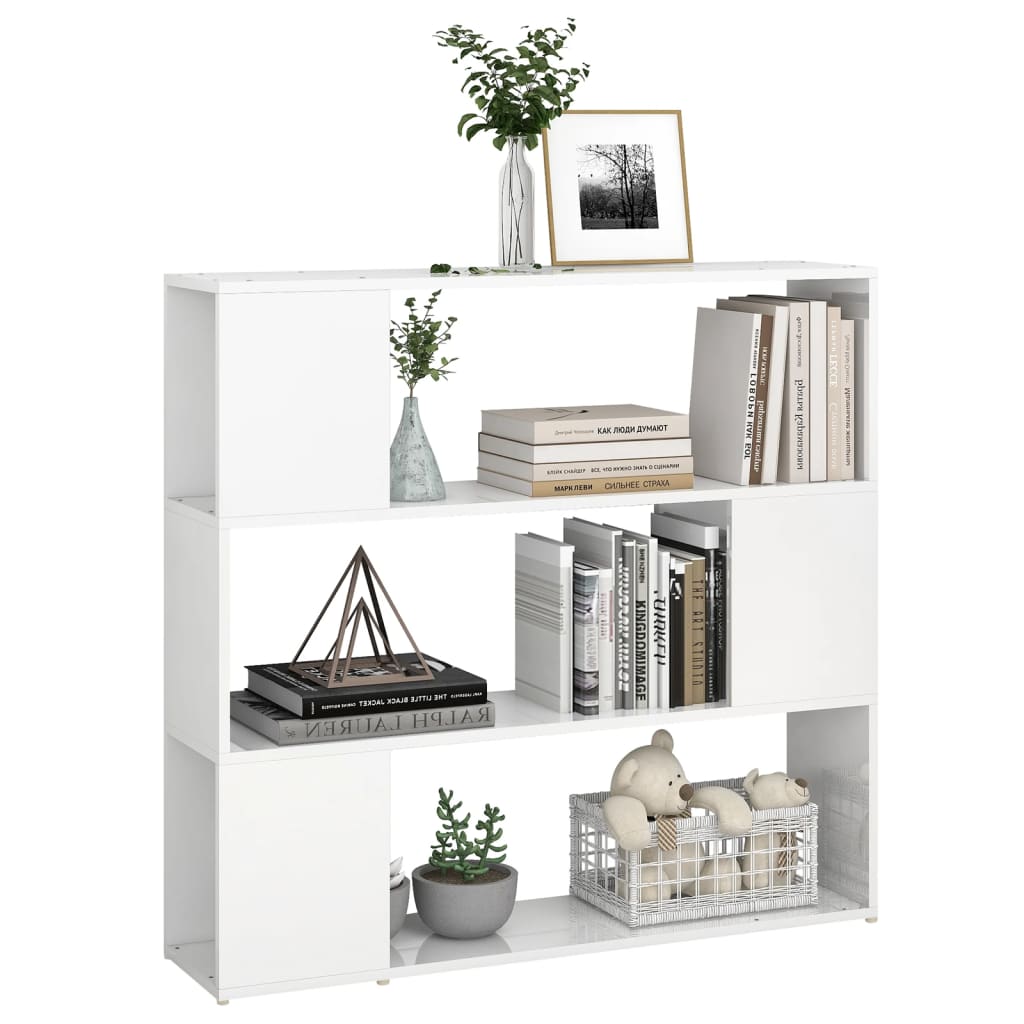 Bookcase Room Divider High Gloss White 100x24x94 cm