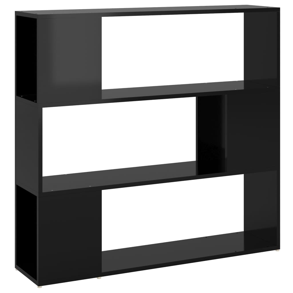 Bookcase Room Divider High Gloss Black 100x24x94 cm