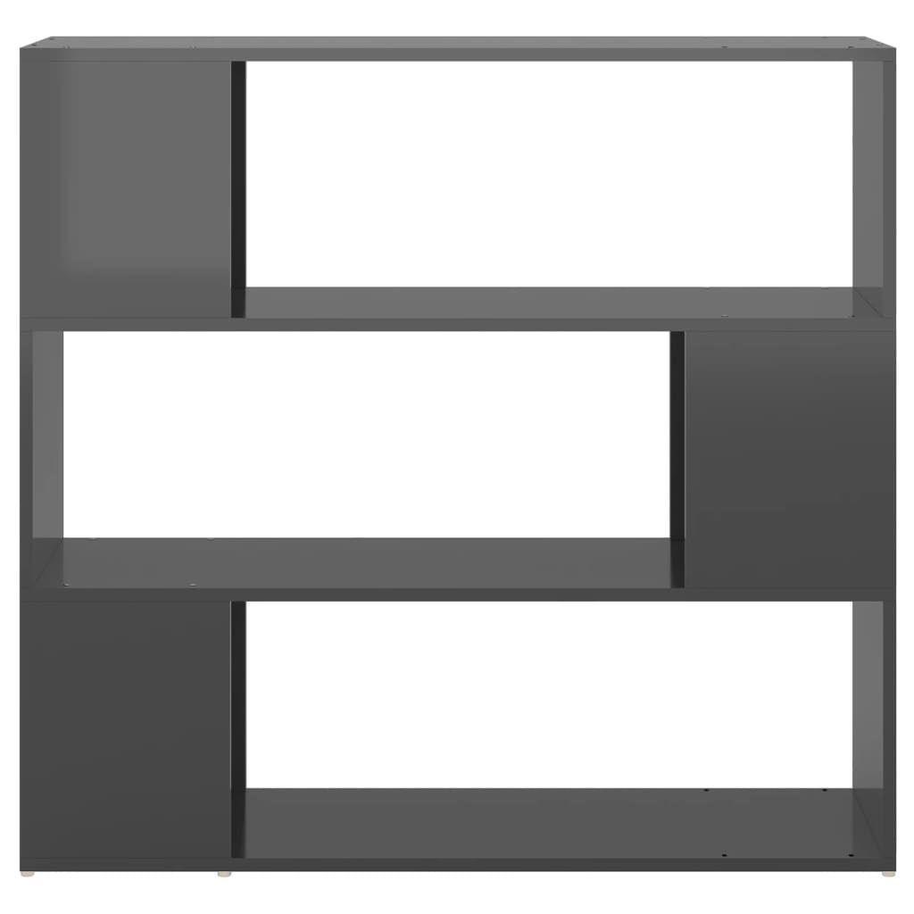 Bookcase Room Divider High Gloss Gray 100x24x94 cm