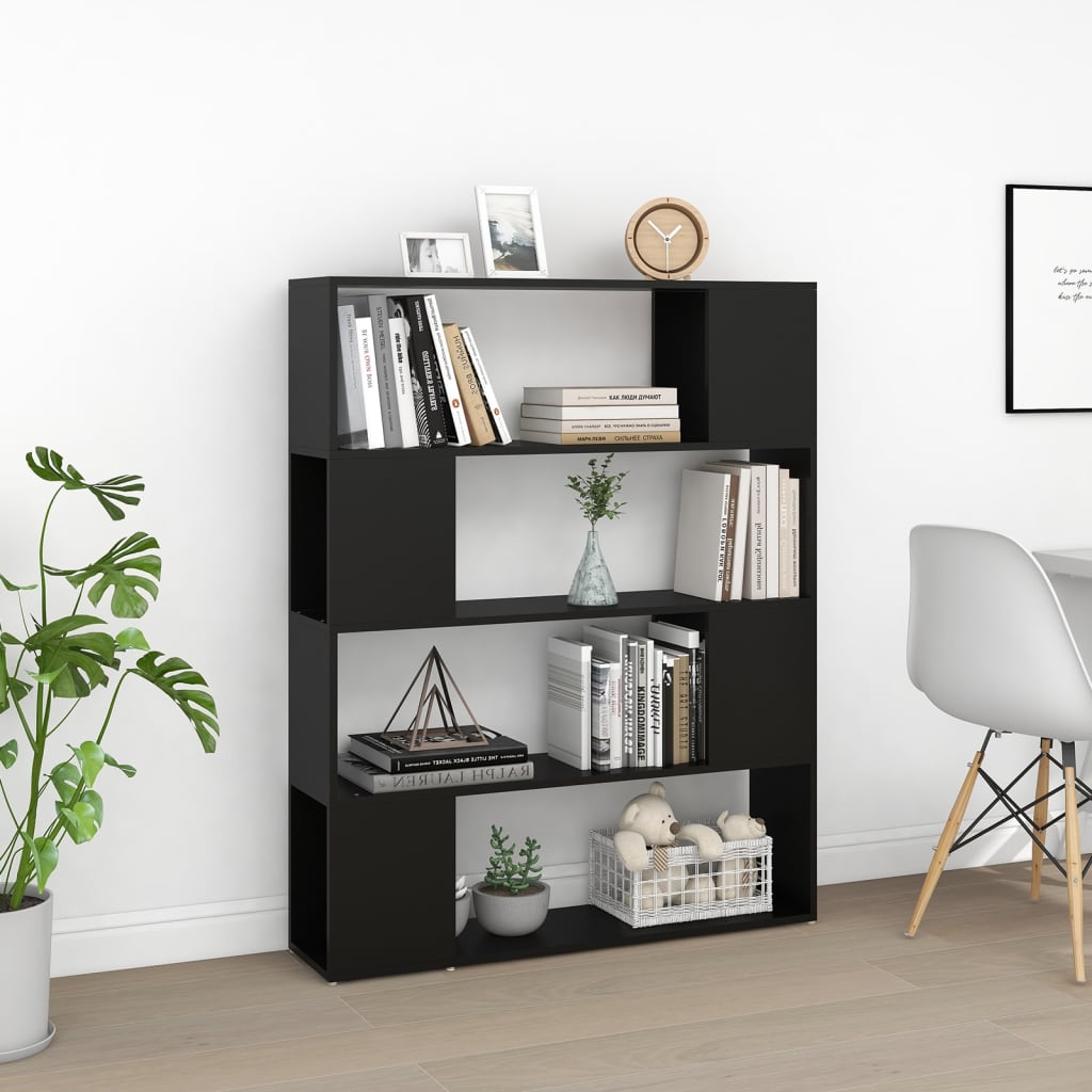 Bookshelf Room Divider Black 100x24x124 cm