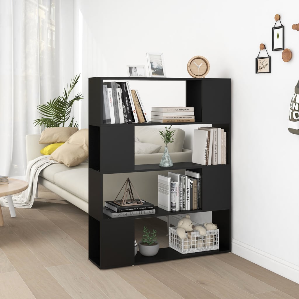 Bookshelf Room Divider Black 100x24x124 cm