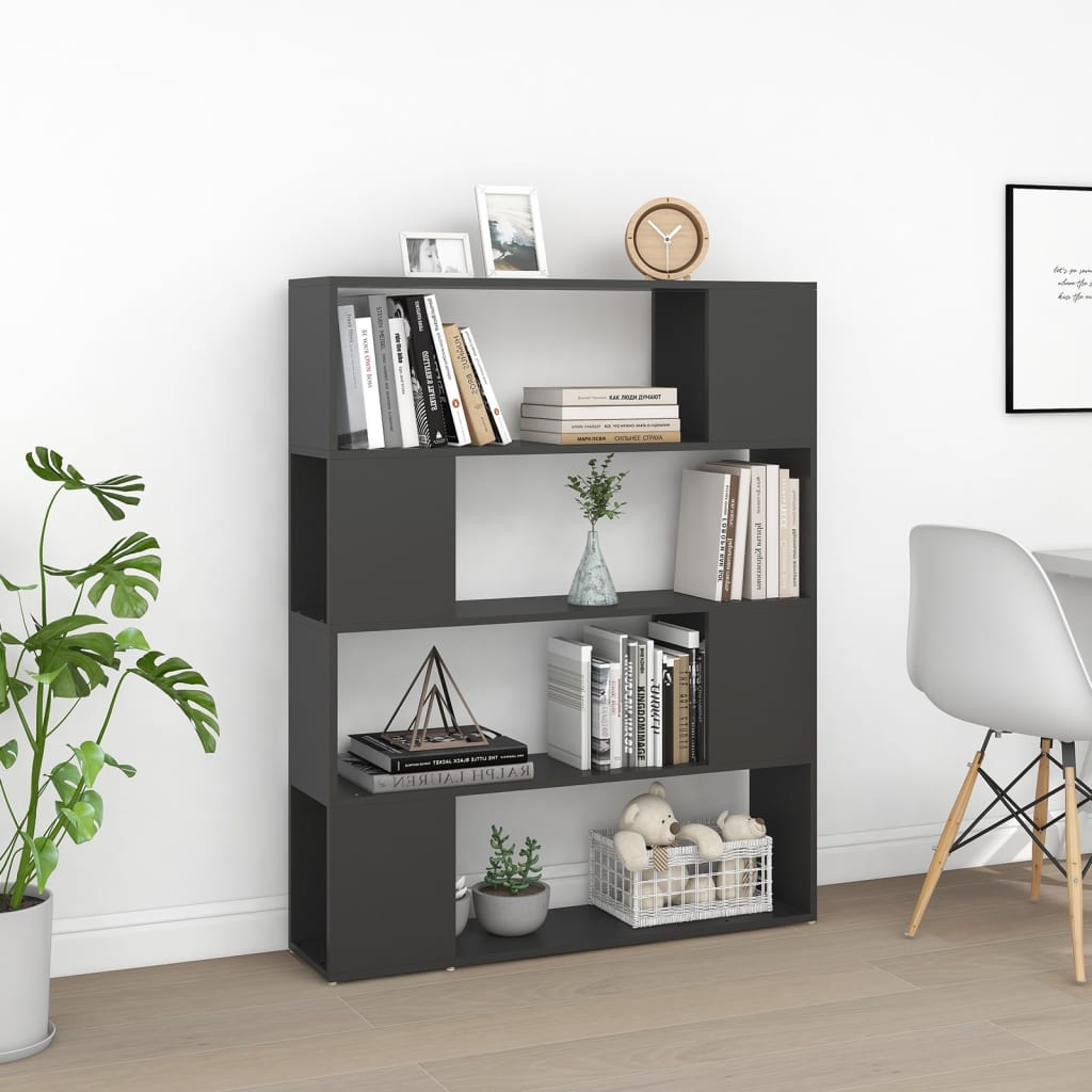 Bookcase Room Divider Gray 100x24x124 cm