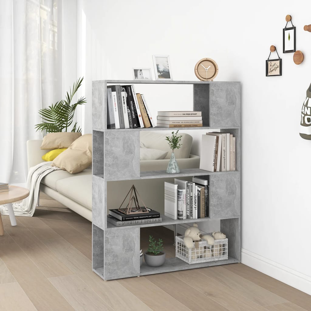 Bookcase Room Divider Concrete Grey 100x24x124 cm