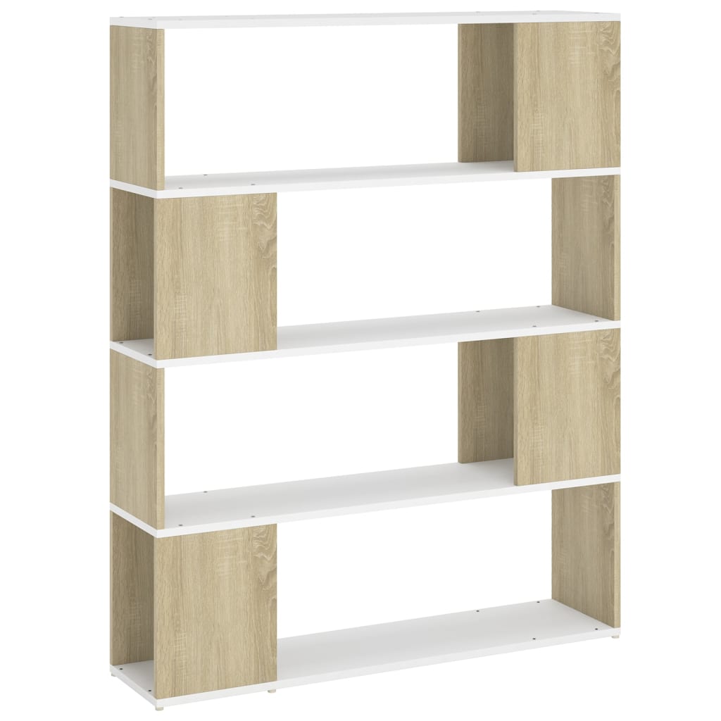 Bookcase Room Divider White Sonoma Oak 100x24x124 cm