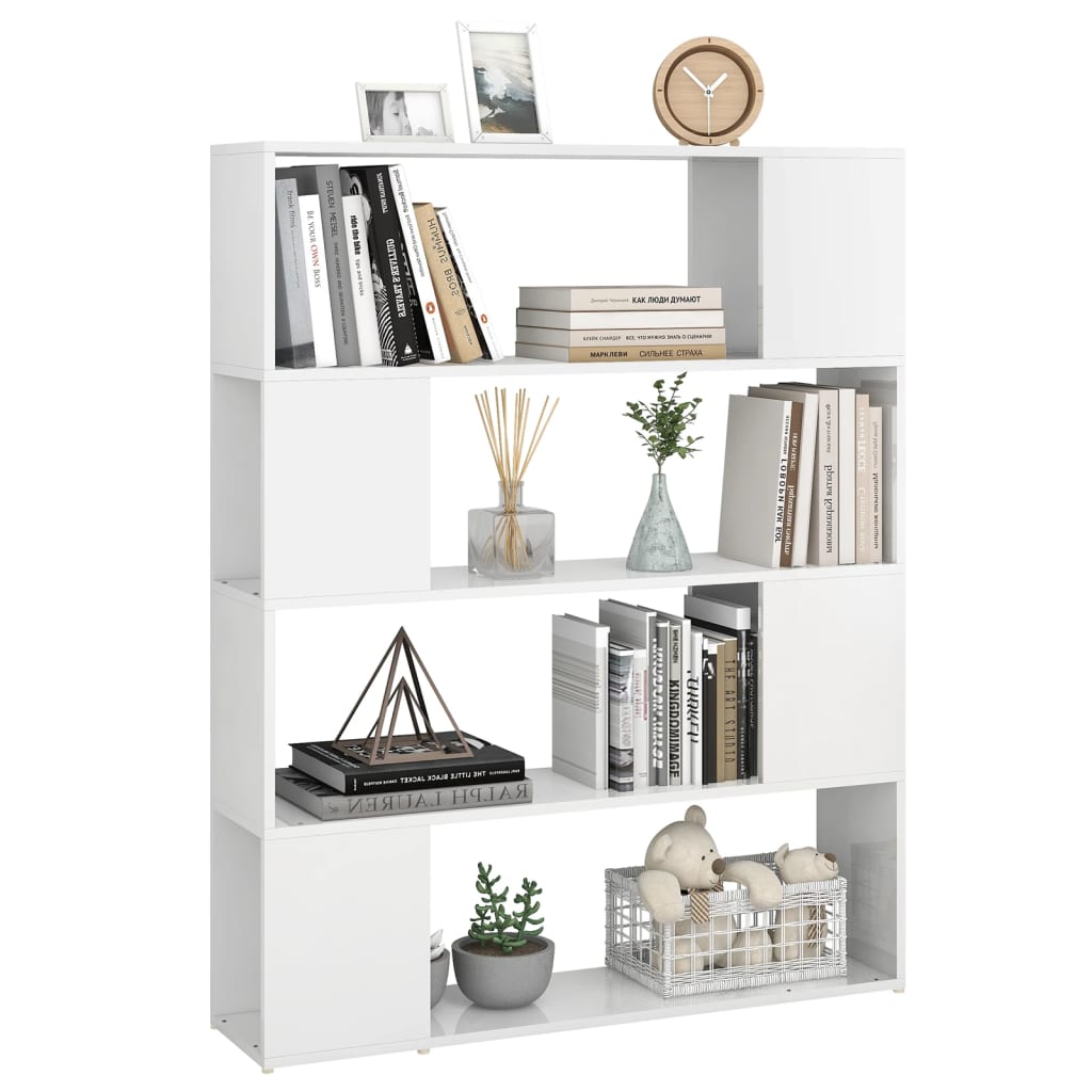 Bookcase Room Divider High Gloss White 100x24x124 cm