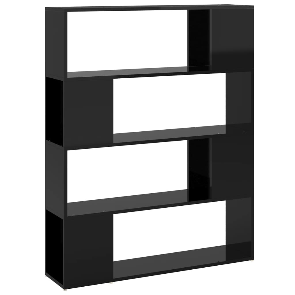 Bookcase Room Divider High Gloss Black 100x24x124 cm