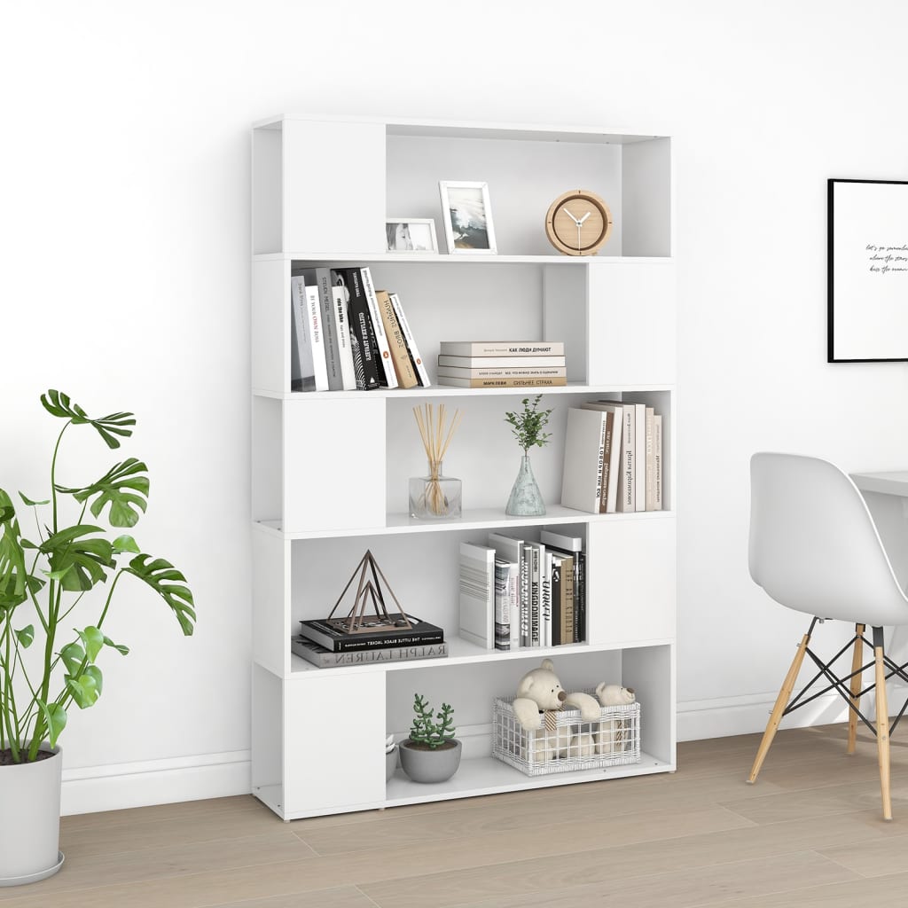 Bookcase Room Divider White 100x24x155 cm Wood Material