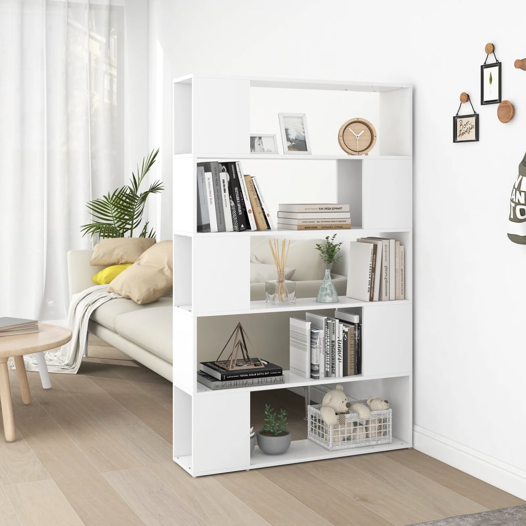 Bookcase Room Divider White 100x24x155 cm Wood Material