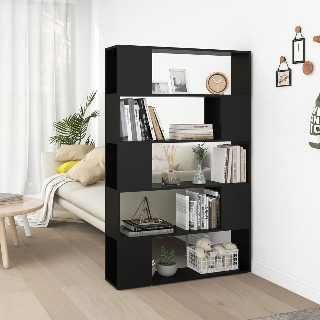 Bookcase Room Divider Black 100x24x155 cm Wood Material