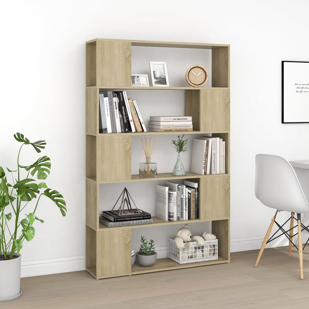 Bookcase Room Divider Sonoma Oak 100x24x155 cm Wood Material