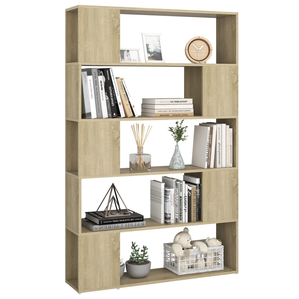 Bookcase Room Divider Sonoma Oak 100x24x155 cm Wood Material