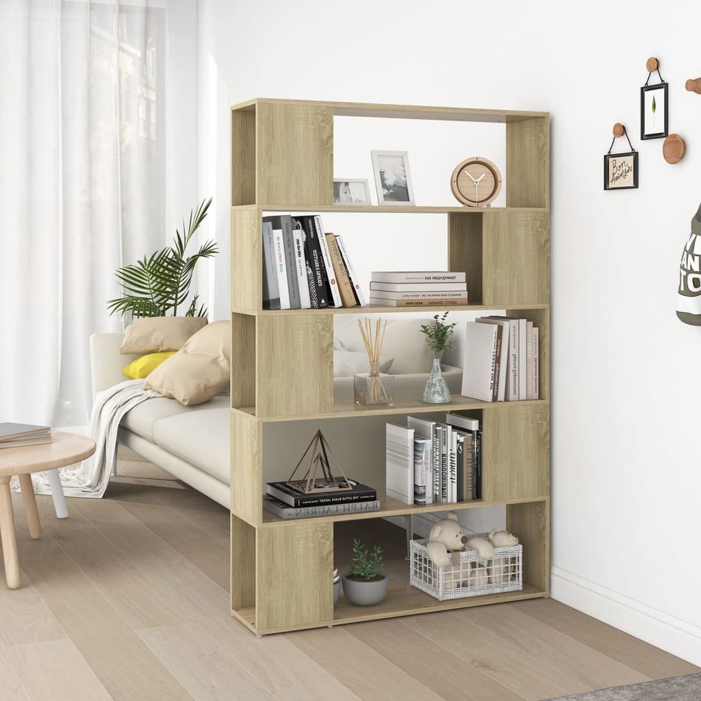 Bookcase Room Divider Sonoma Oak 100x24x155 cm Wood Material