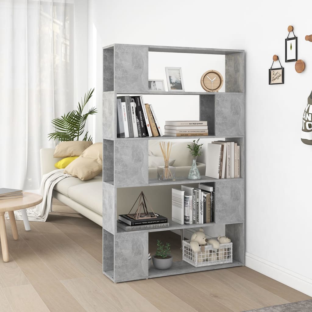 Bookcase Room Divider Concrete Grey 100x24x155 cm Wood Material