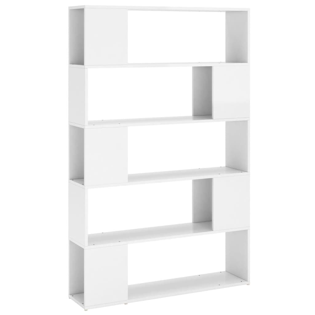 Bookcase Room Divider High Gloss White Wood Material