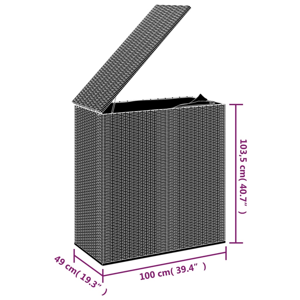 Garten-Kissenbox PE Rattan 100x49x103,5 cm Schwarz