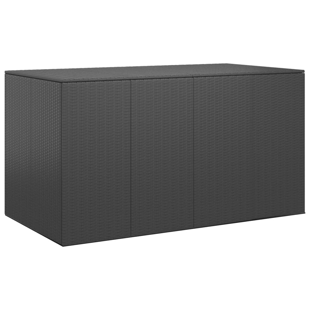 Garten-Kissenbox PE Rattan 194x100x103 cm Schwarz