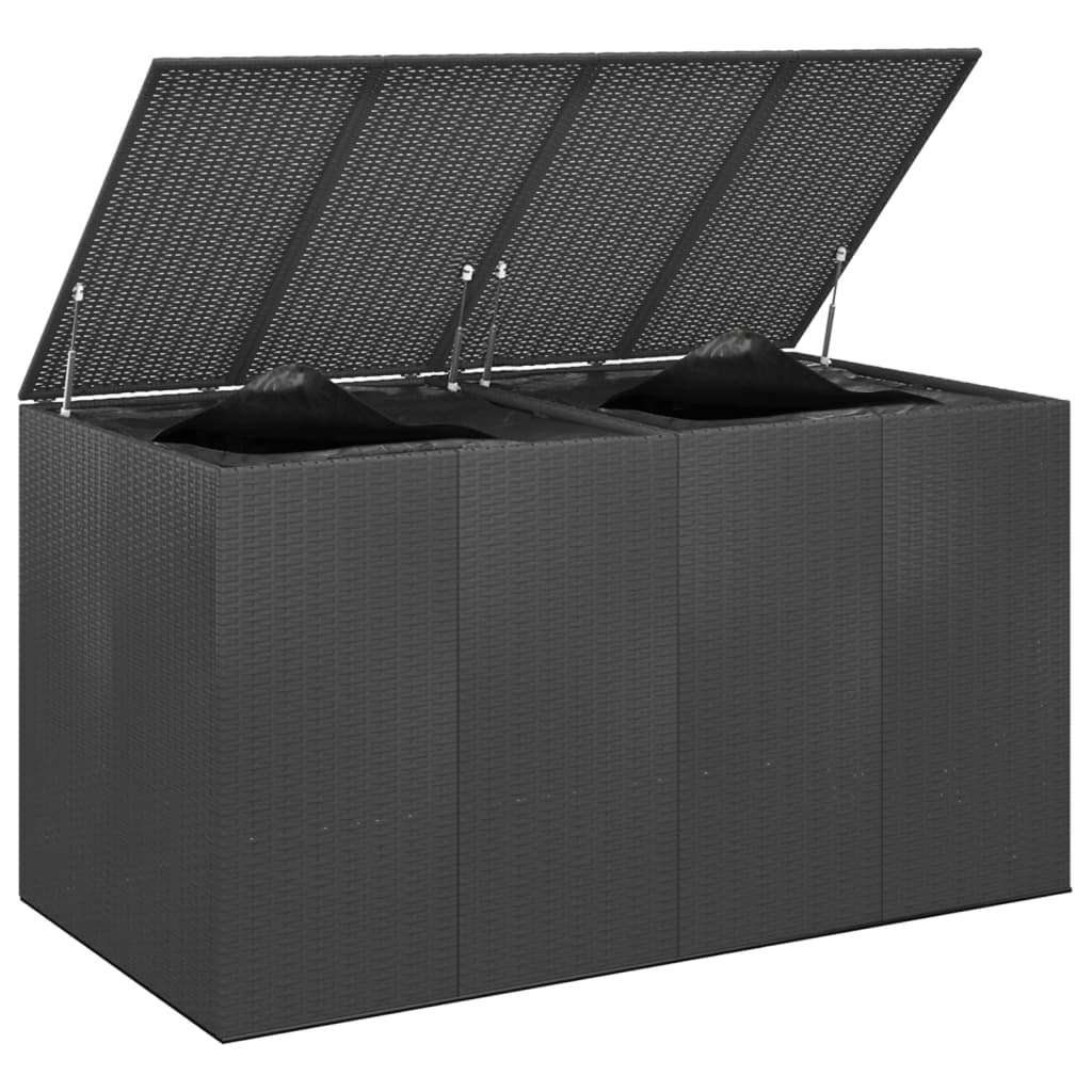 Garten-Kissenbox PE Rattan 194x100x103 cm Schwarz