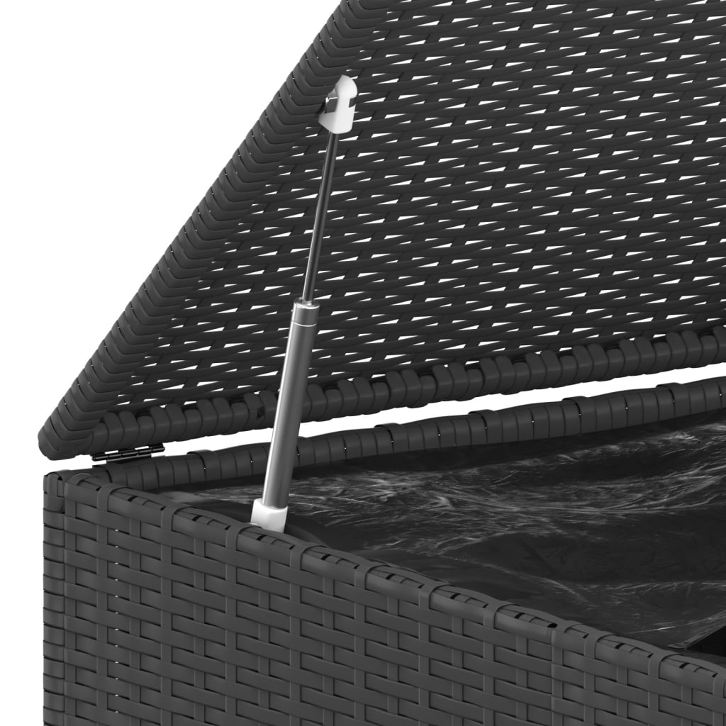 Garten-Kissenbox PE Rattan 194x100x103 cm Schwarz