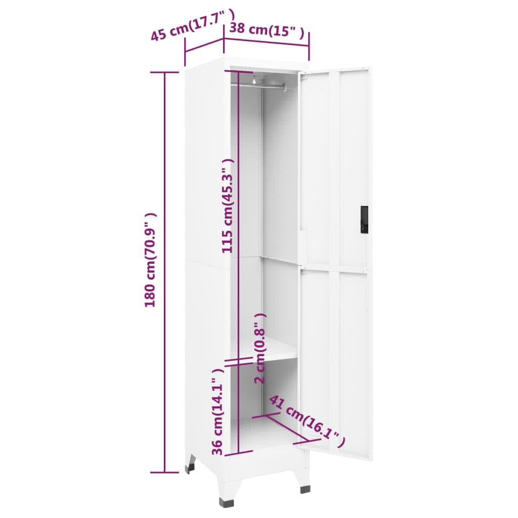 Schließfachschrank Weiß 38x45x180 cm Stahl