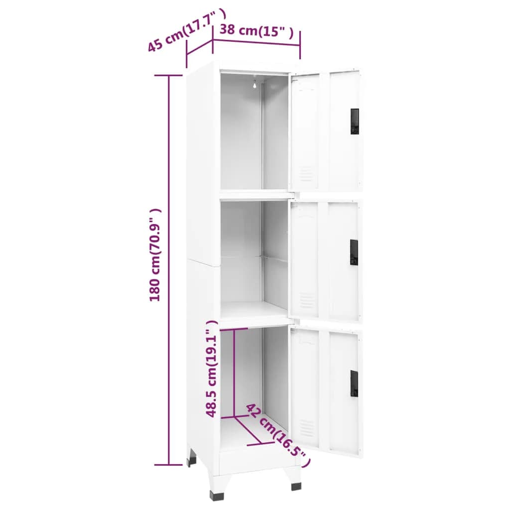 Schließfachschrank Weiß 38x45x180 cm Stahl