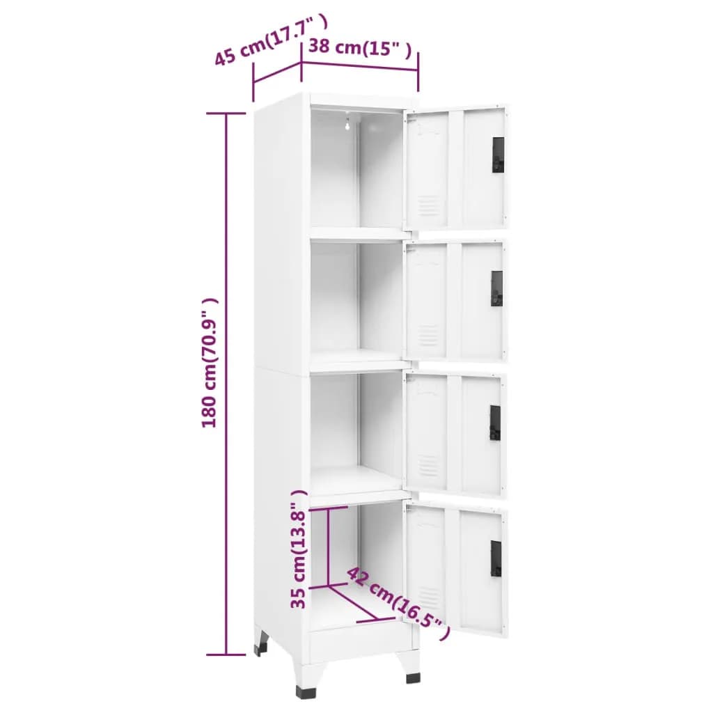 Schließfachschrank Weiß 38x45x180 cm Stahl