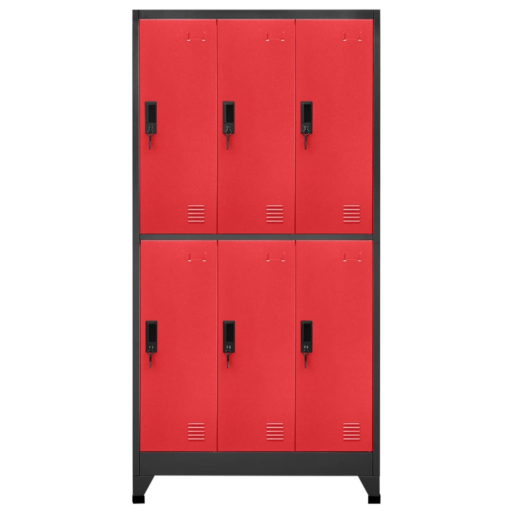 Schließfachschrank Anthrazit und Rot 90x45x180 cm Stahl