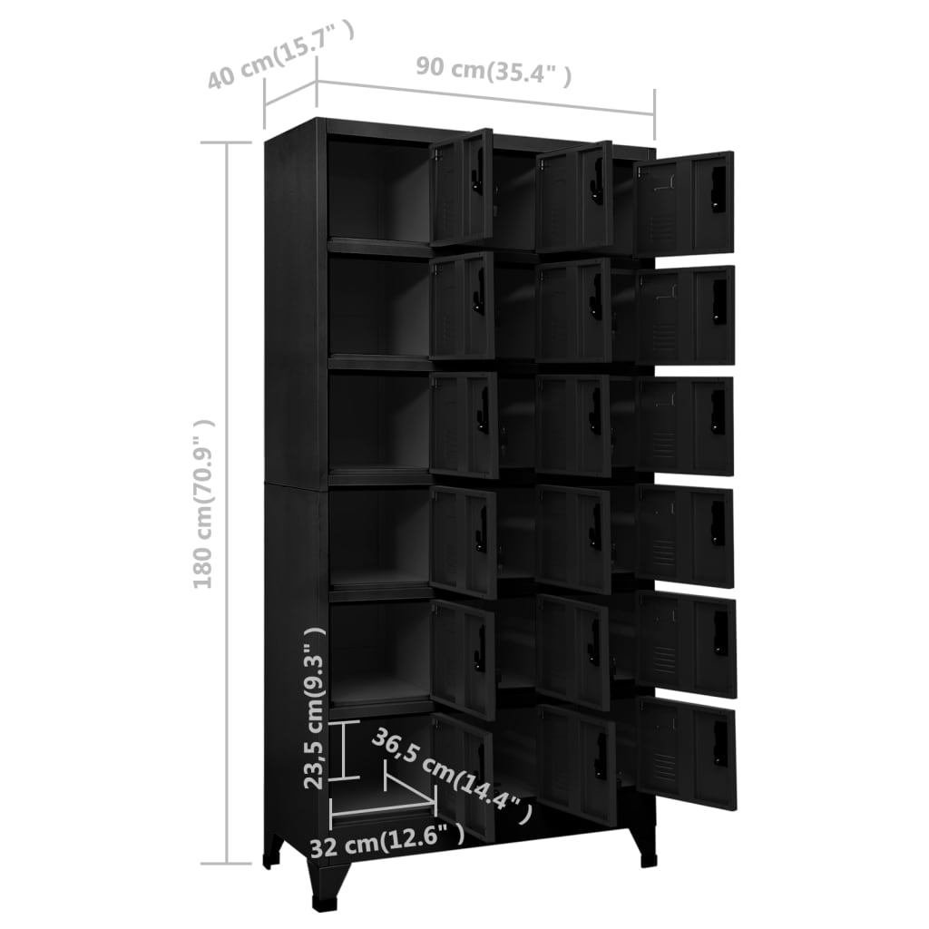 Schließfachschrank Schwarz 90x40x180 cm Stahl