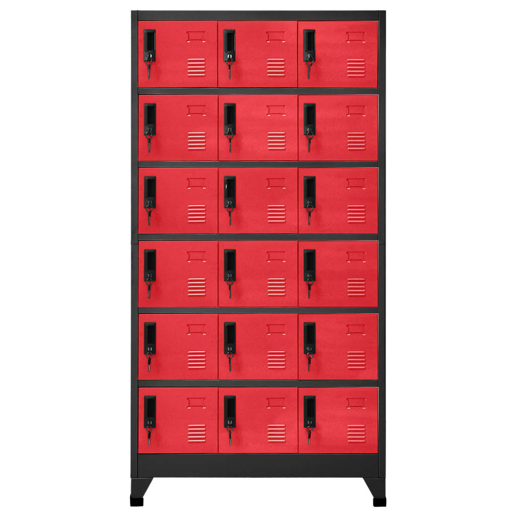 Schließfachschrank Anthrazit und Rot 90x40x180 cm Stahl