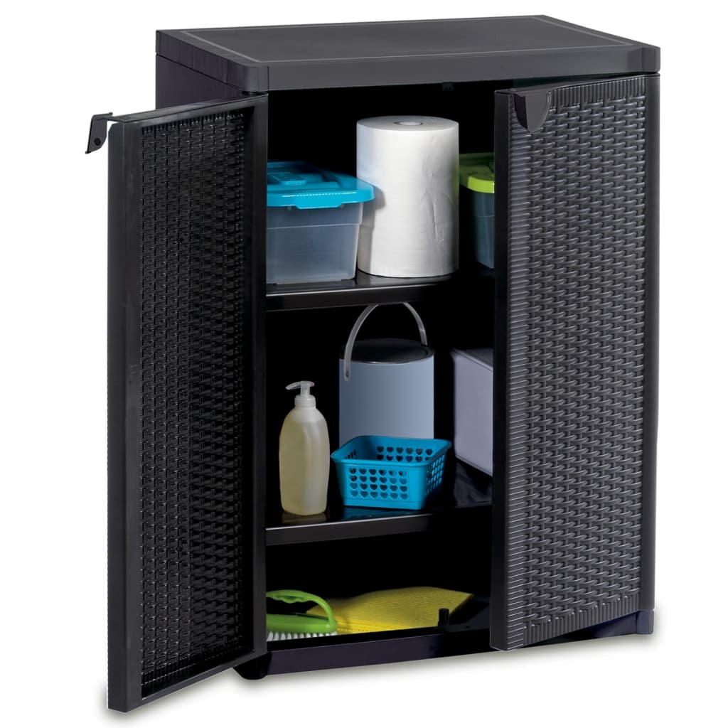 Gartenschrank Schwarz 65x45x88 cm PP Rattan-Optik