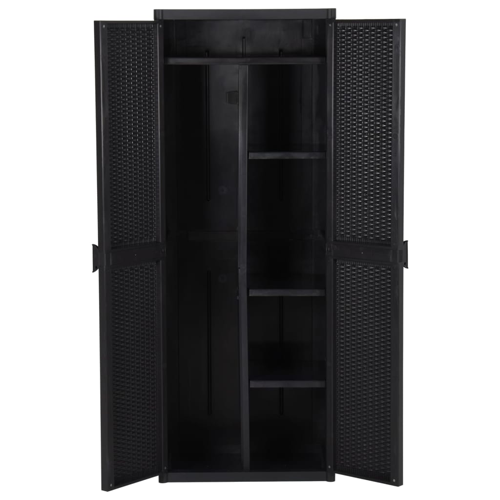 Gartenschrank Schwarz 65x45x172 cm PP Rattan