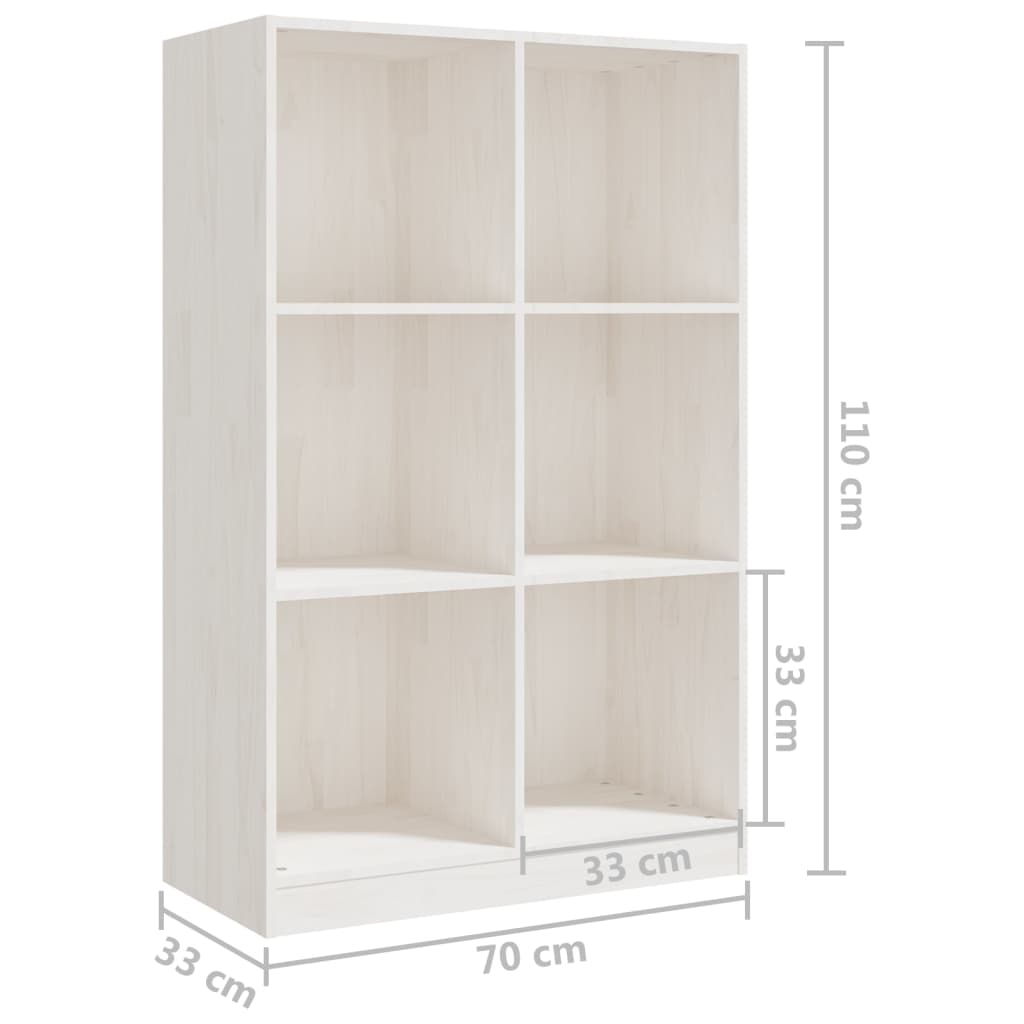 Bookcase White 70x33x110 cm Solid Pine