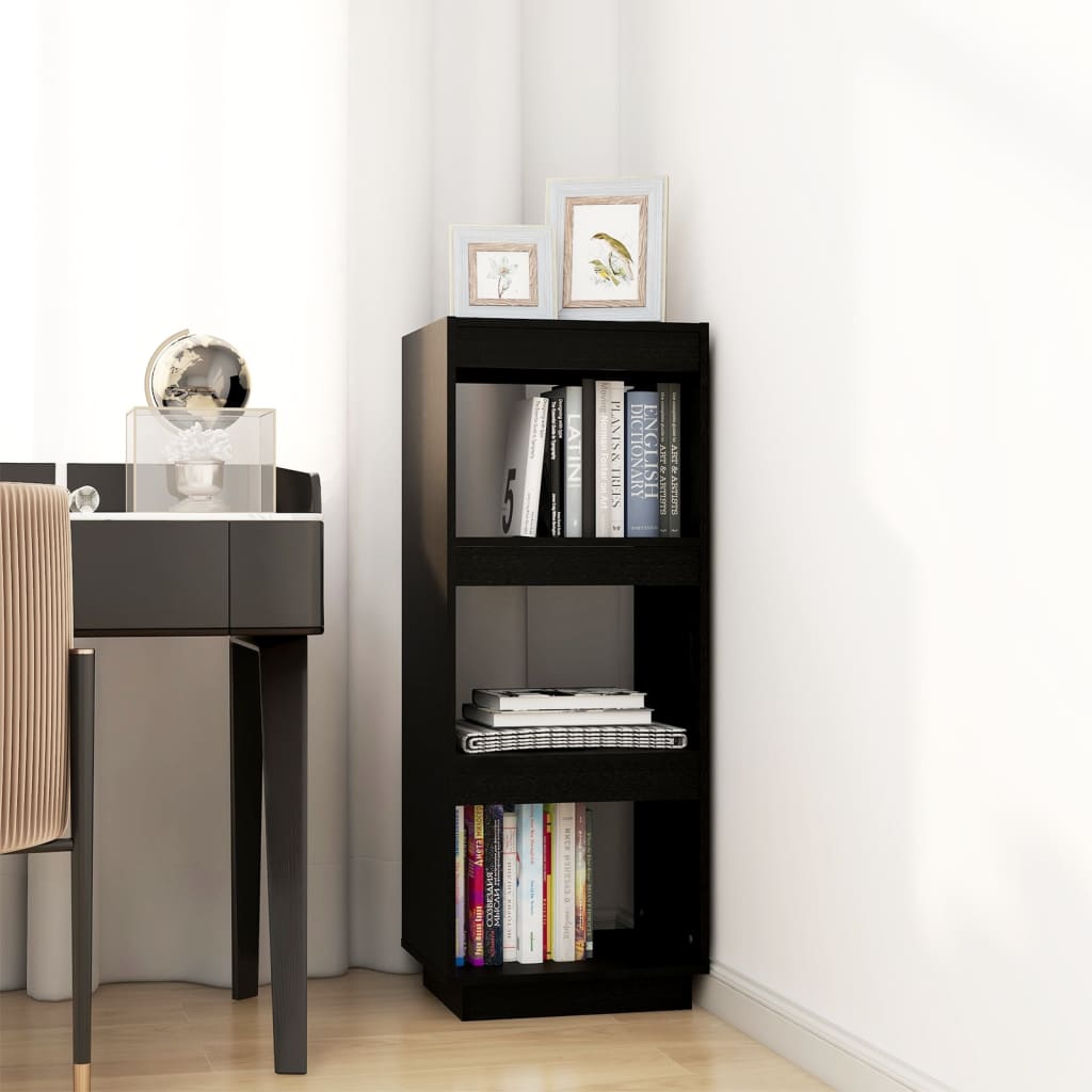 Bookshelf/Room Divider Black 40x35x103 cm Solid Pine