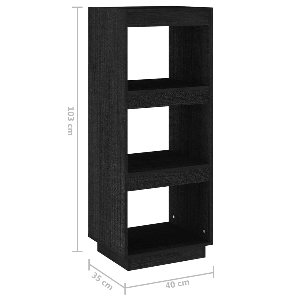 Bookshelf/Room Divider Black 40x35x103 cm Solid Pine