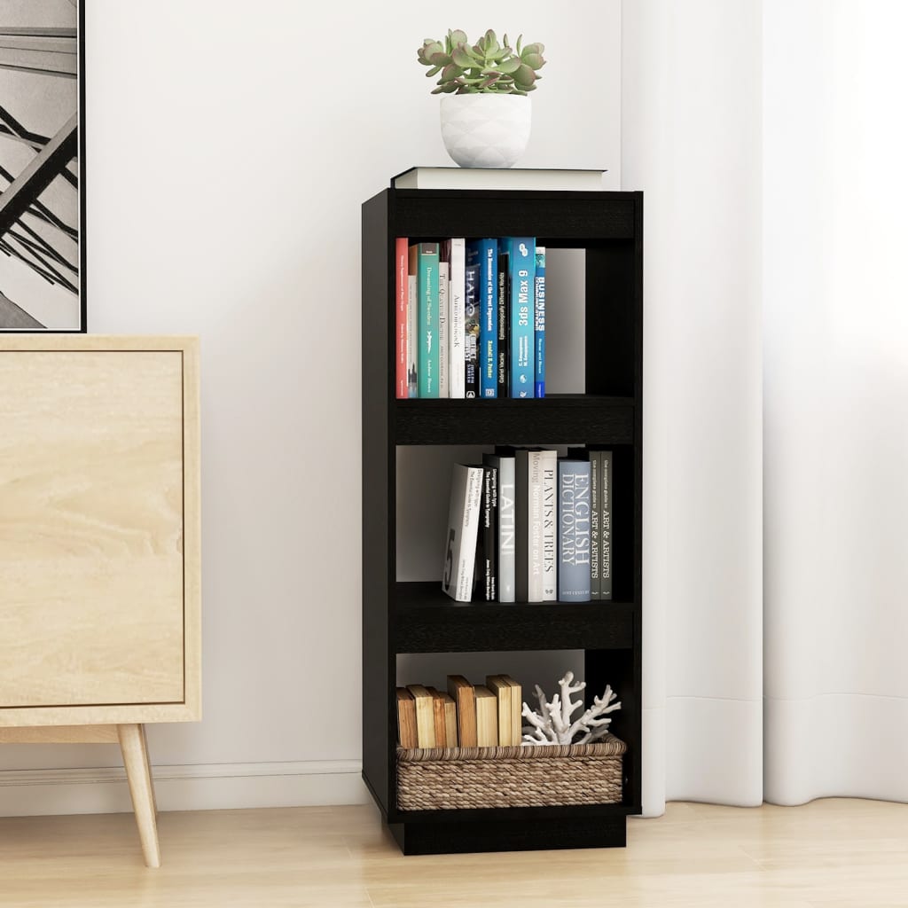 Bookshelf/Room Divider Black 40x35x103 cm Solid Pine