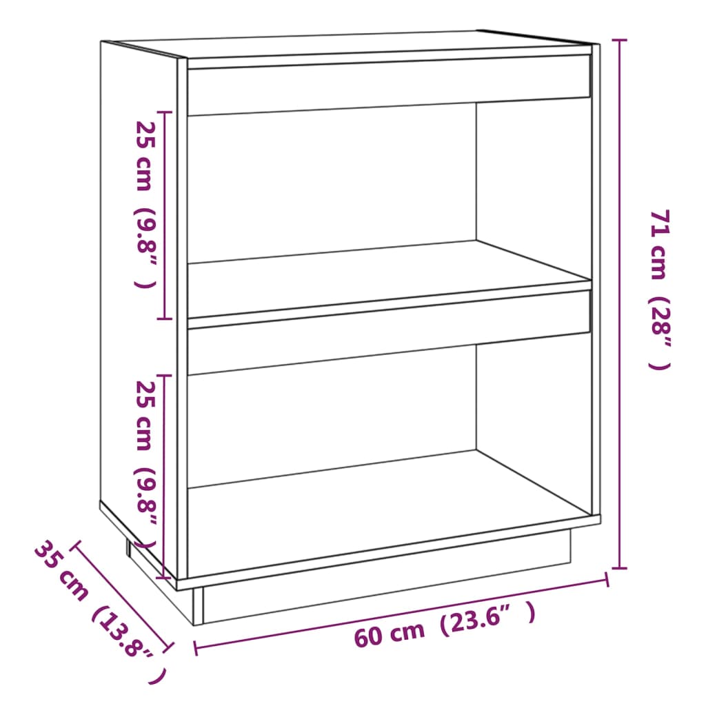 Bookshelf 60x35x71 cm solid pine wood