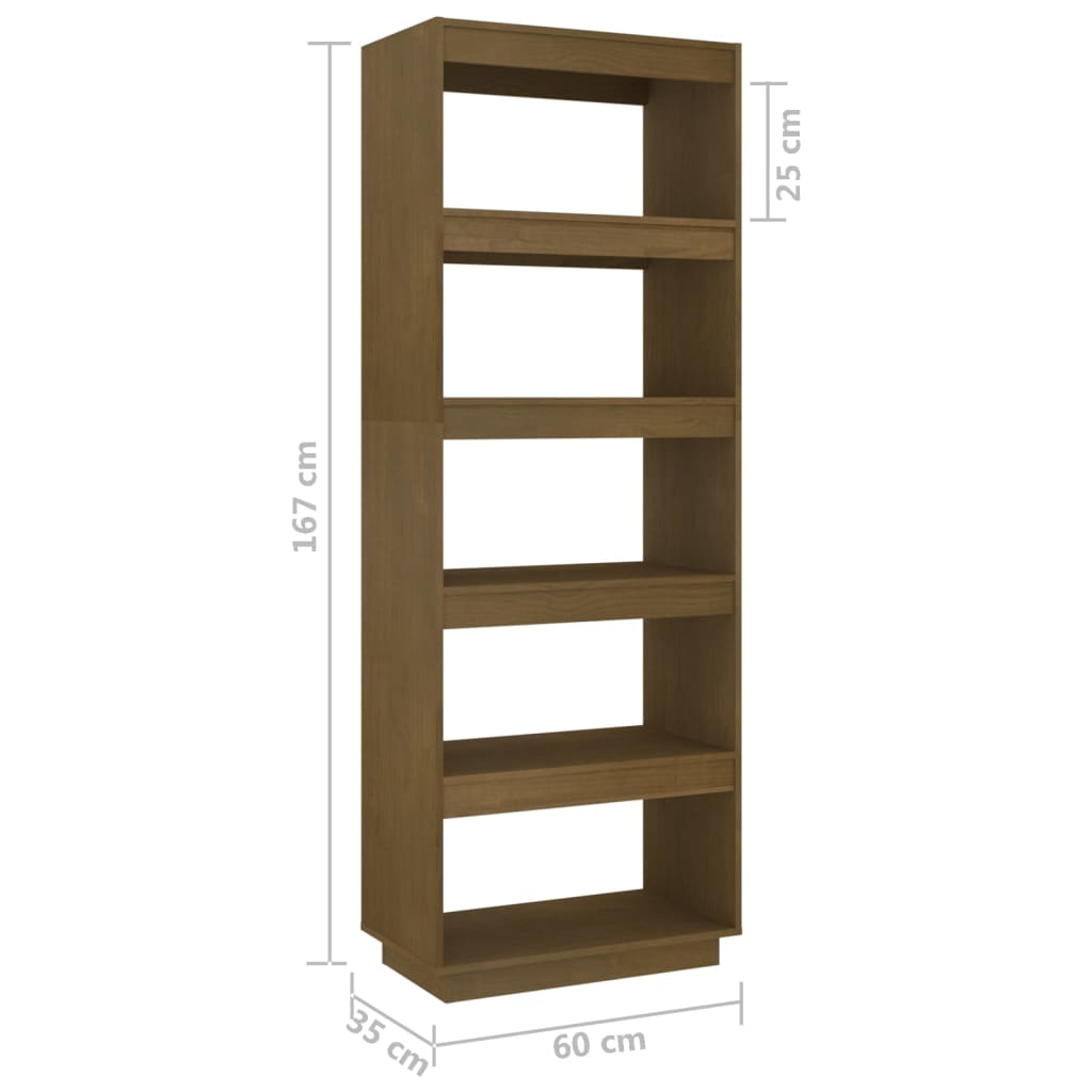 Bookcase/Room Divider Honey Brown 60x35x167 Solid Pine