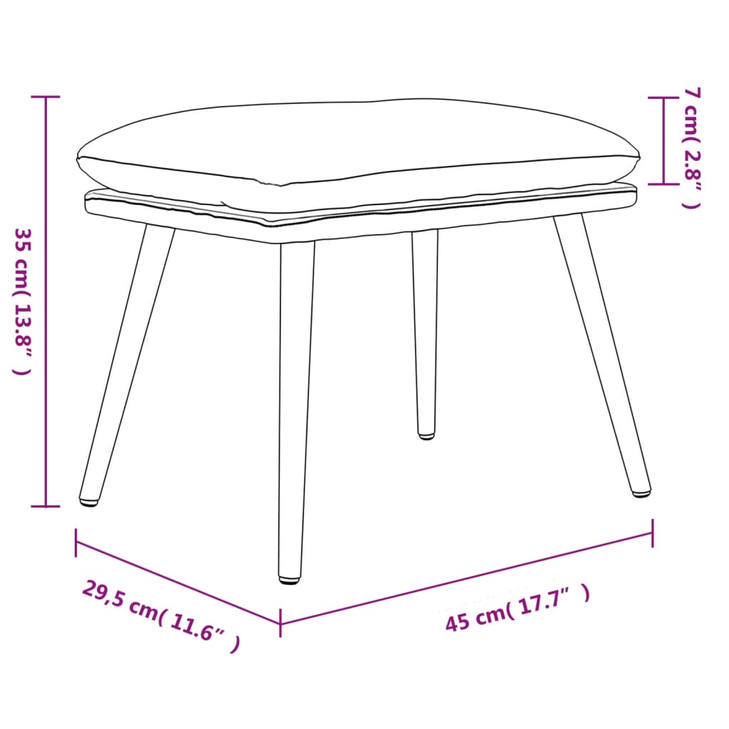 Fußhocker Creme 45x29,5x35 cm Stoff und Kunstleder