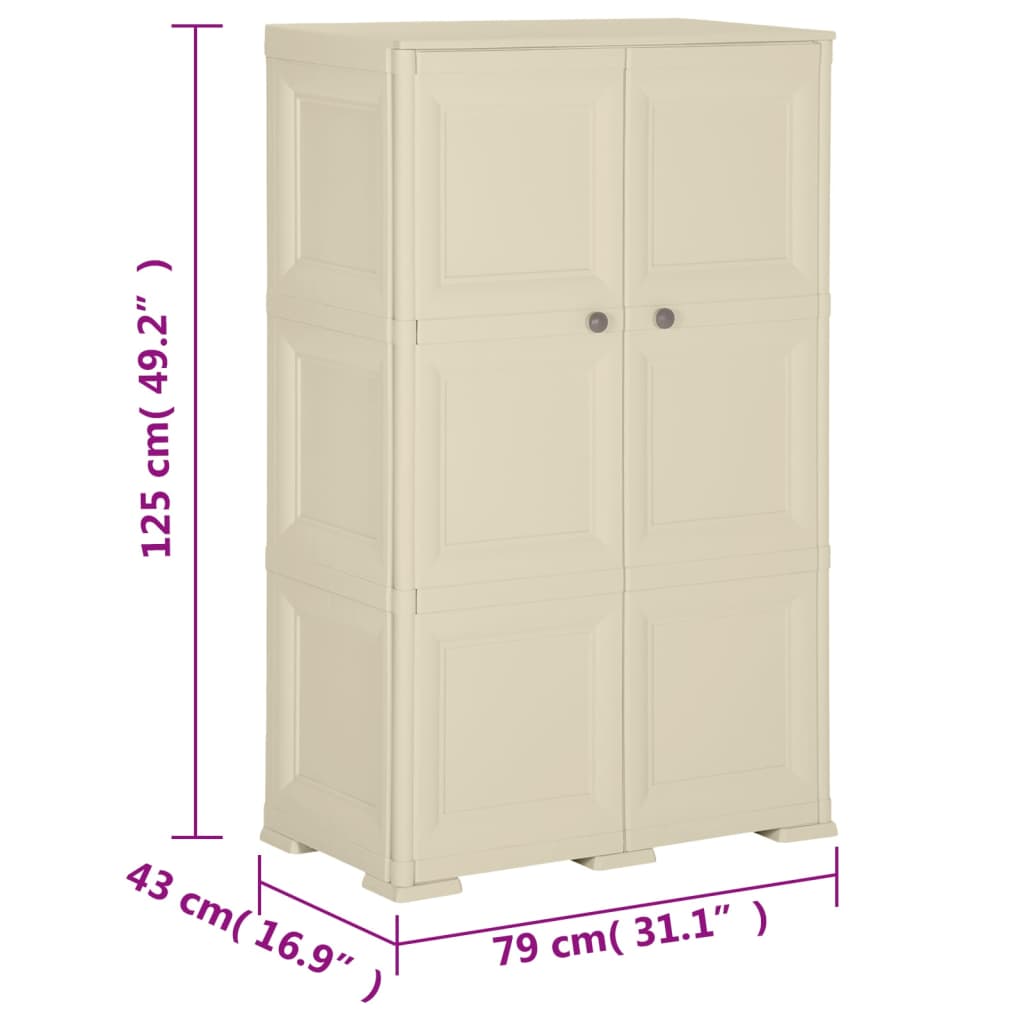 Kunststoffschrank 79x43x125 cm Holzdesign Angora-Weiß