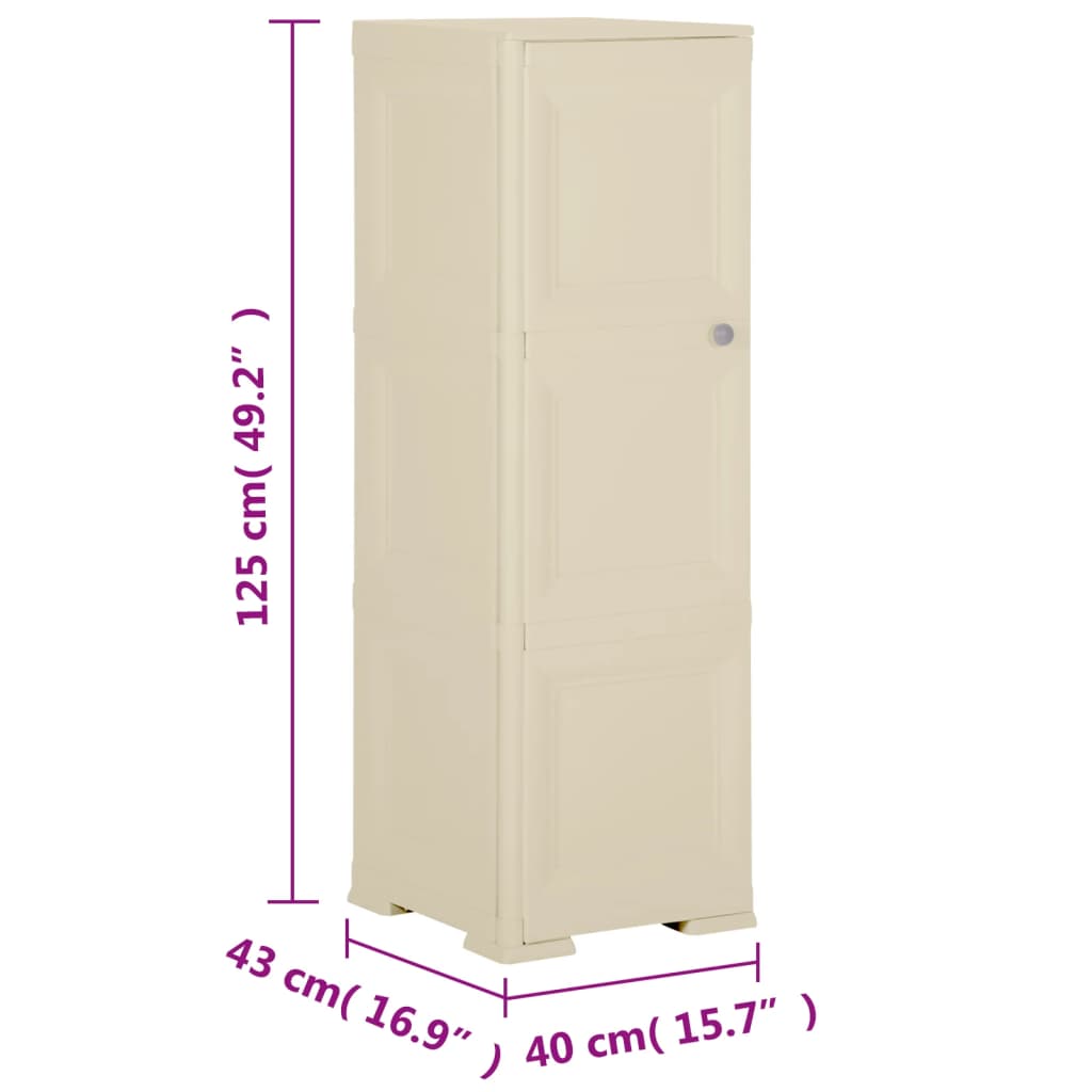 Kunststoffschrank 40x43x125 cm Holzdesign Angora-Weiß