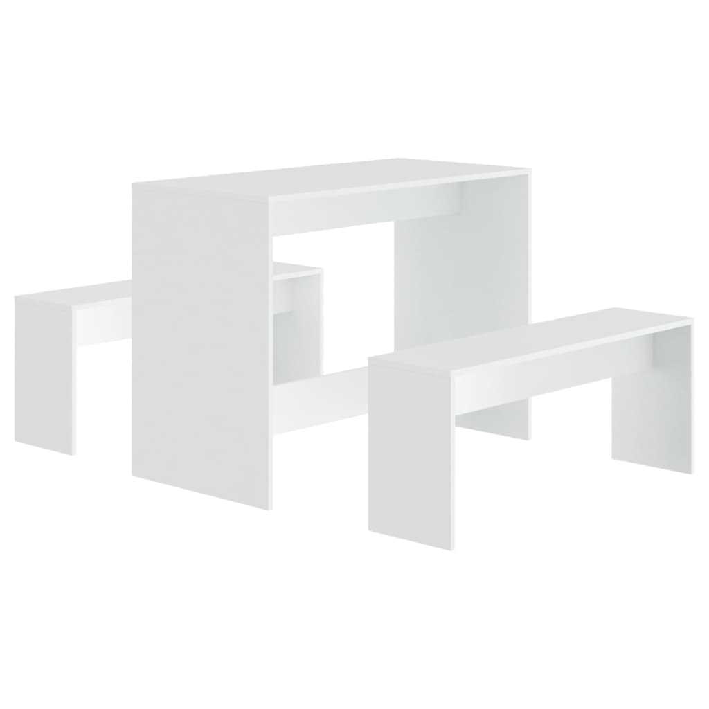 3-piece dining set white wood material