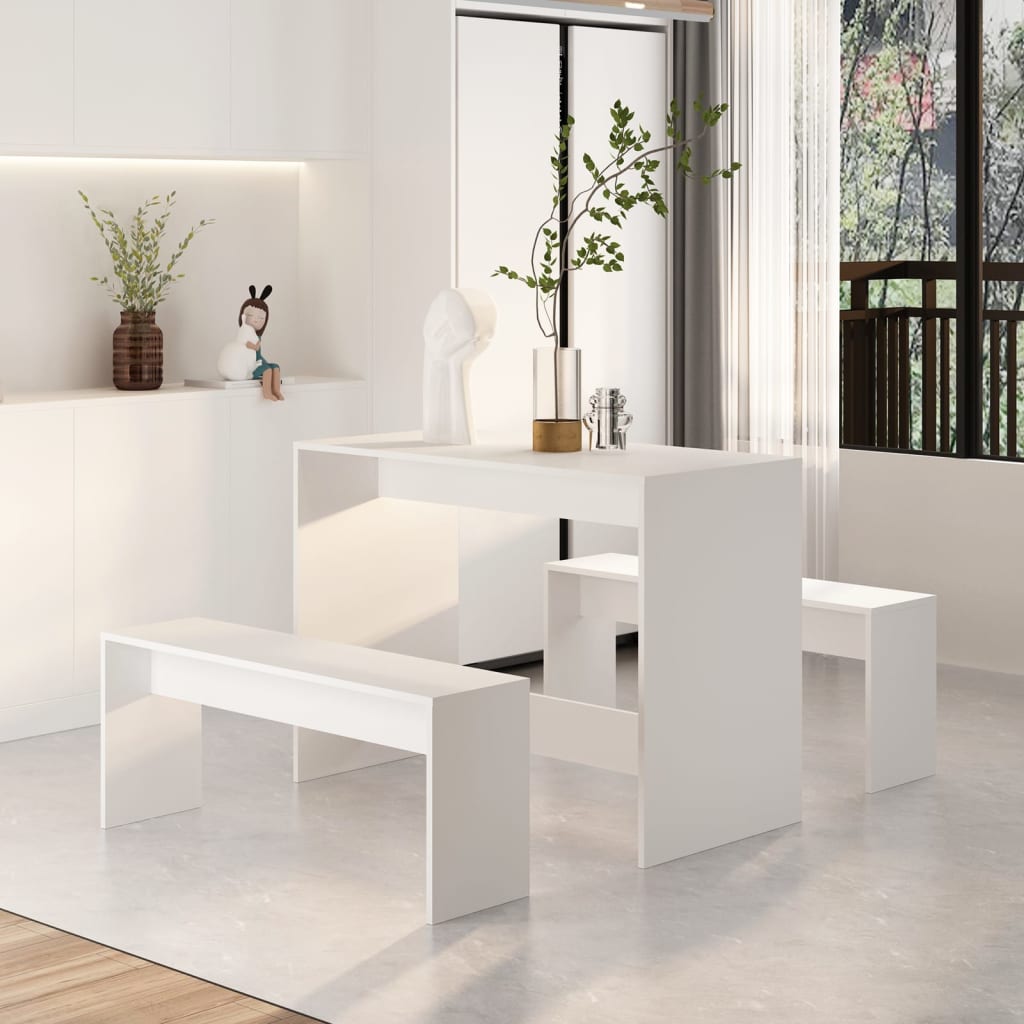 3-piece dining set white wood material