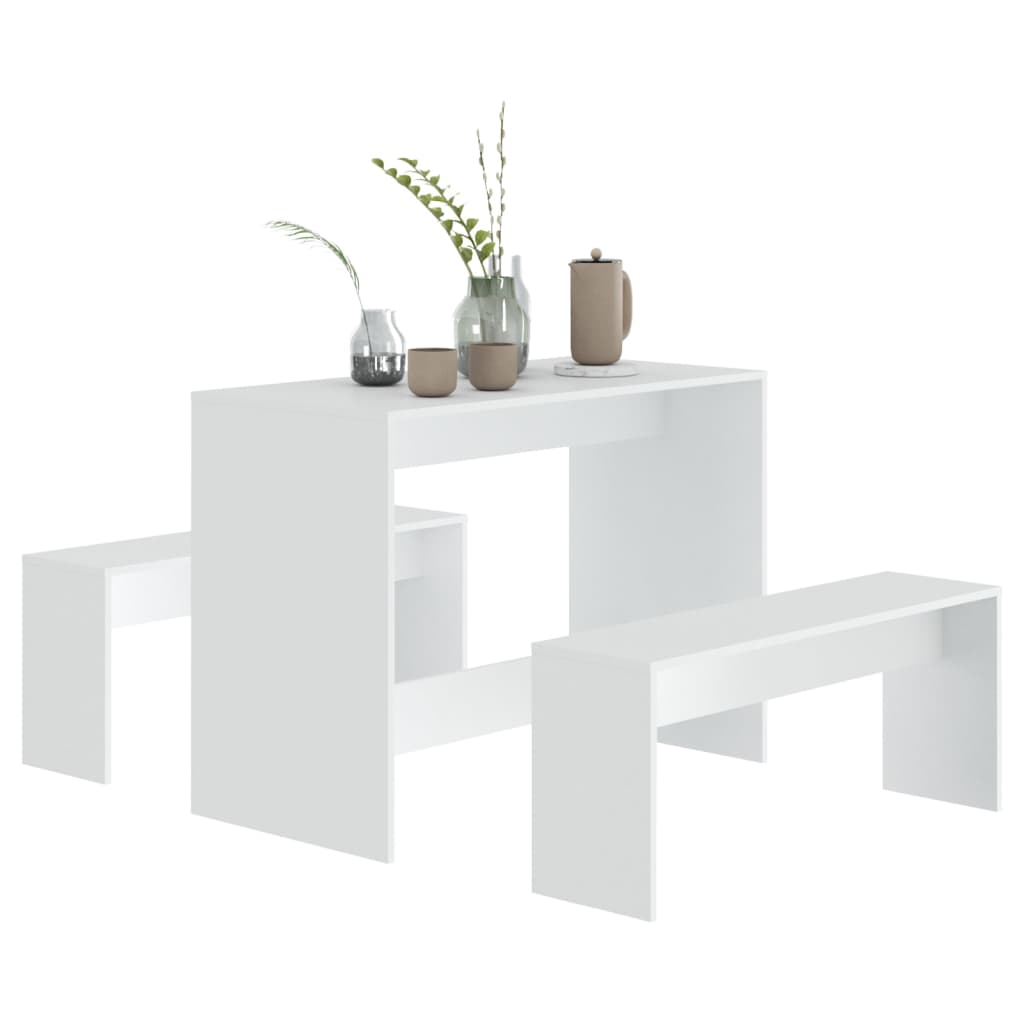 3-piece dining set white wood material