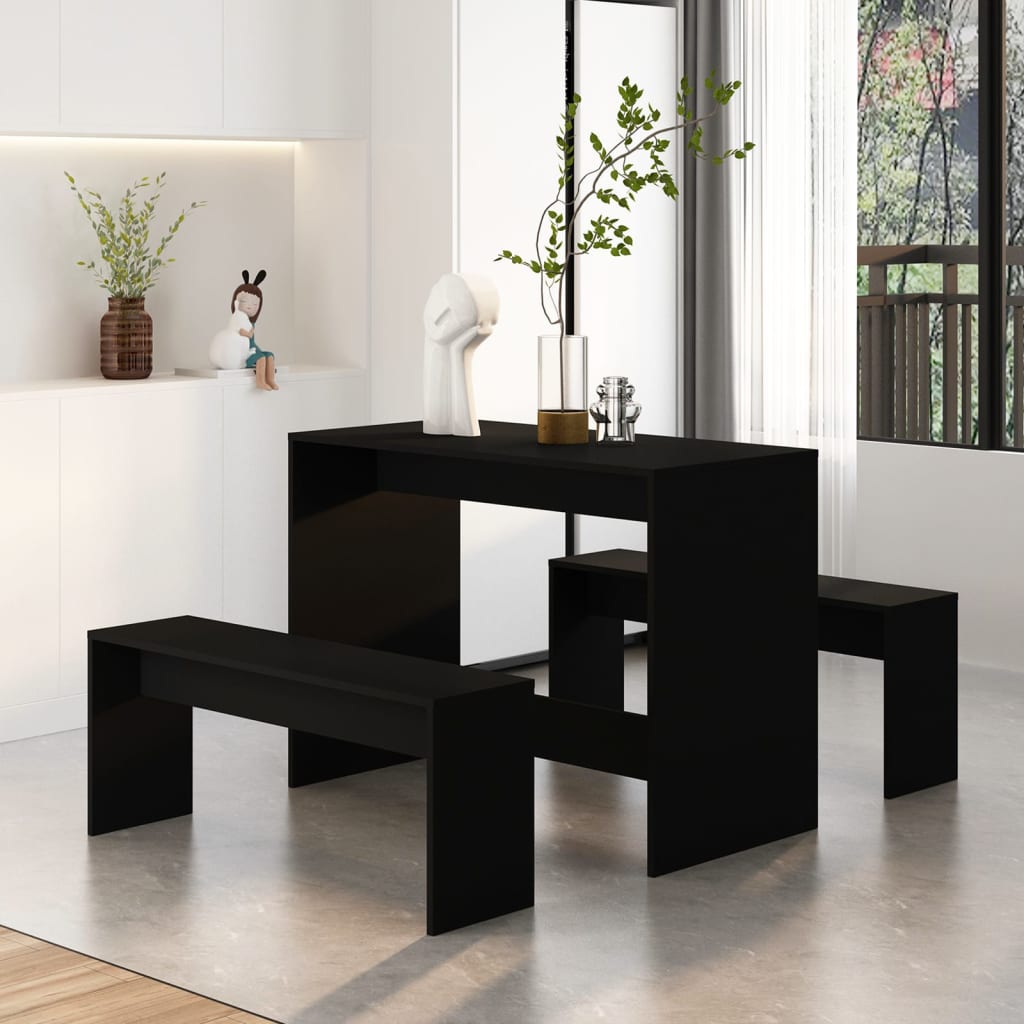 3-piece dining set black wood material