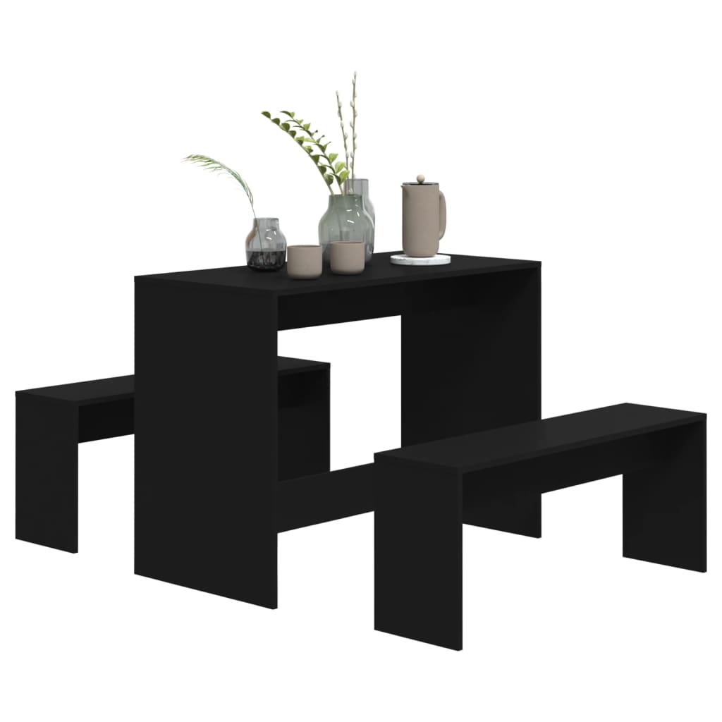 3-piece dining set black wood material