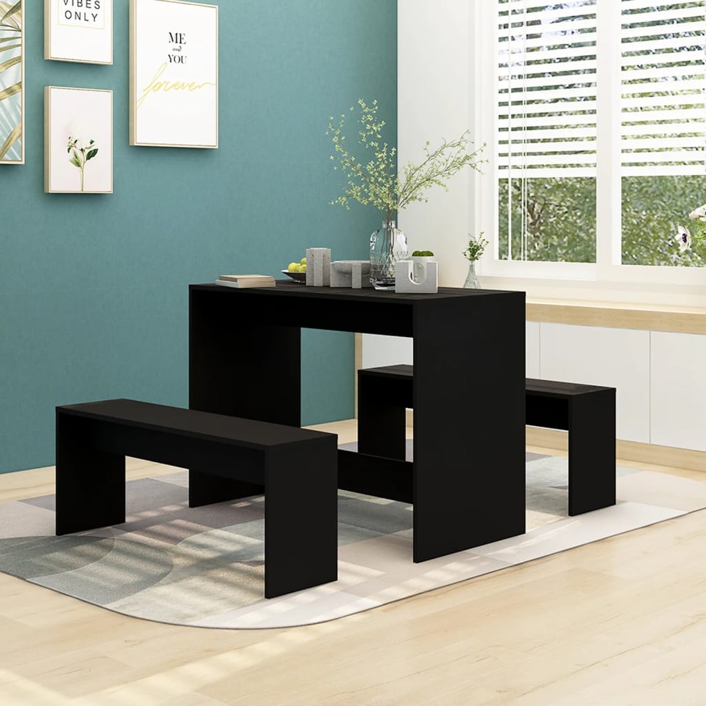 3-piece dining set black wood material