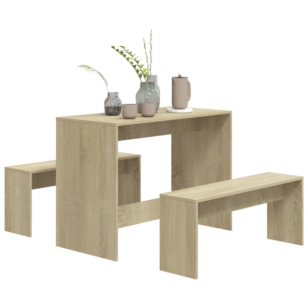 3-piece dining set Sonoma oak wood material