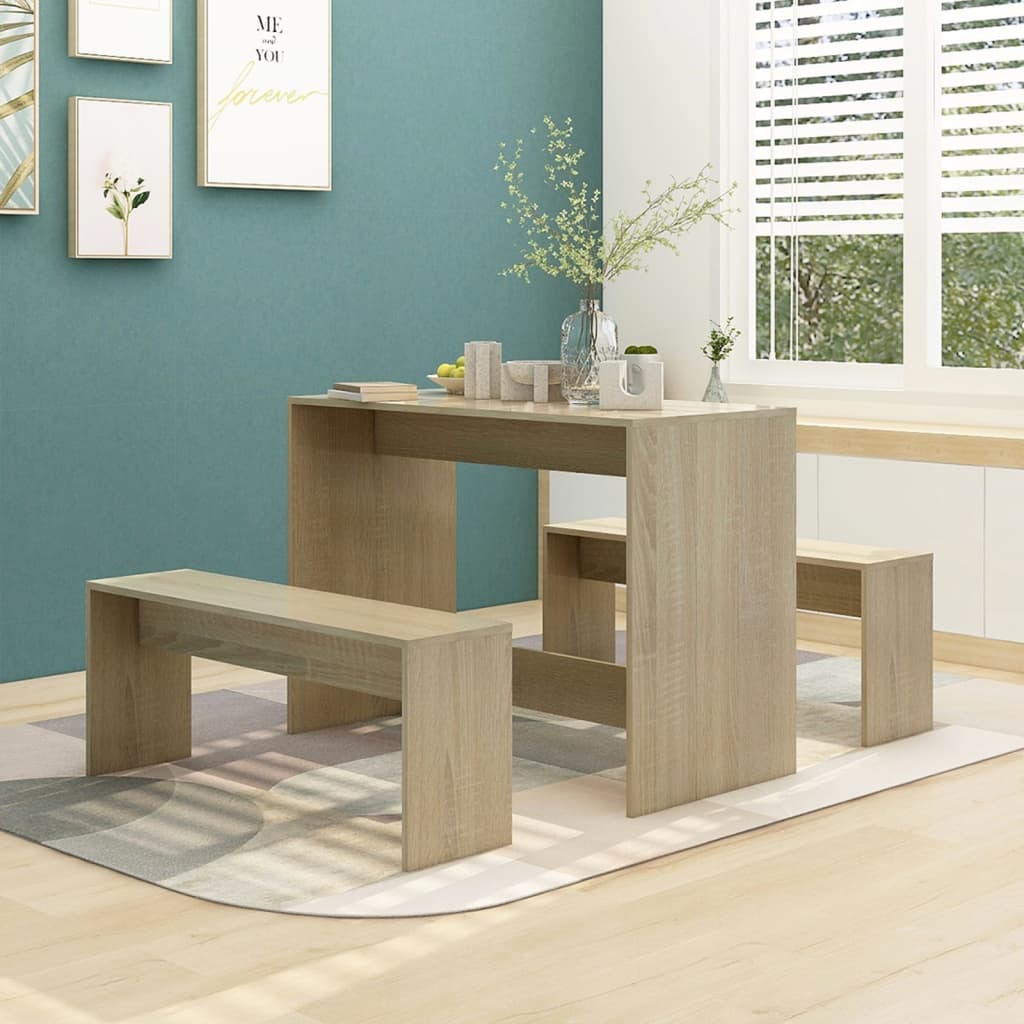 3-piece dining set Sonoma oak wood material