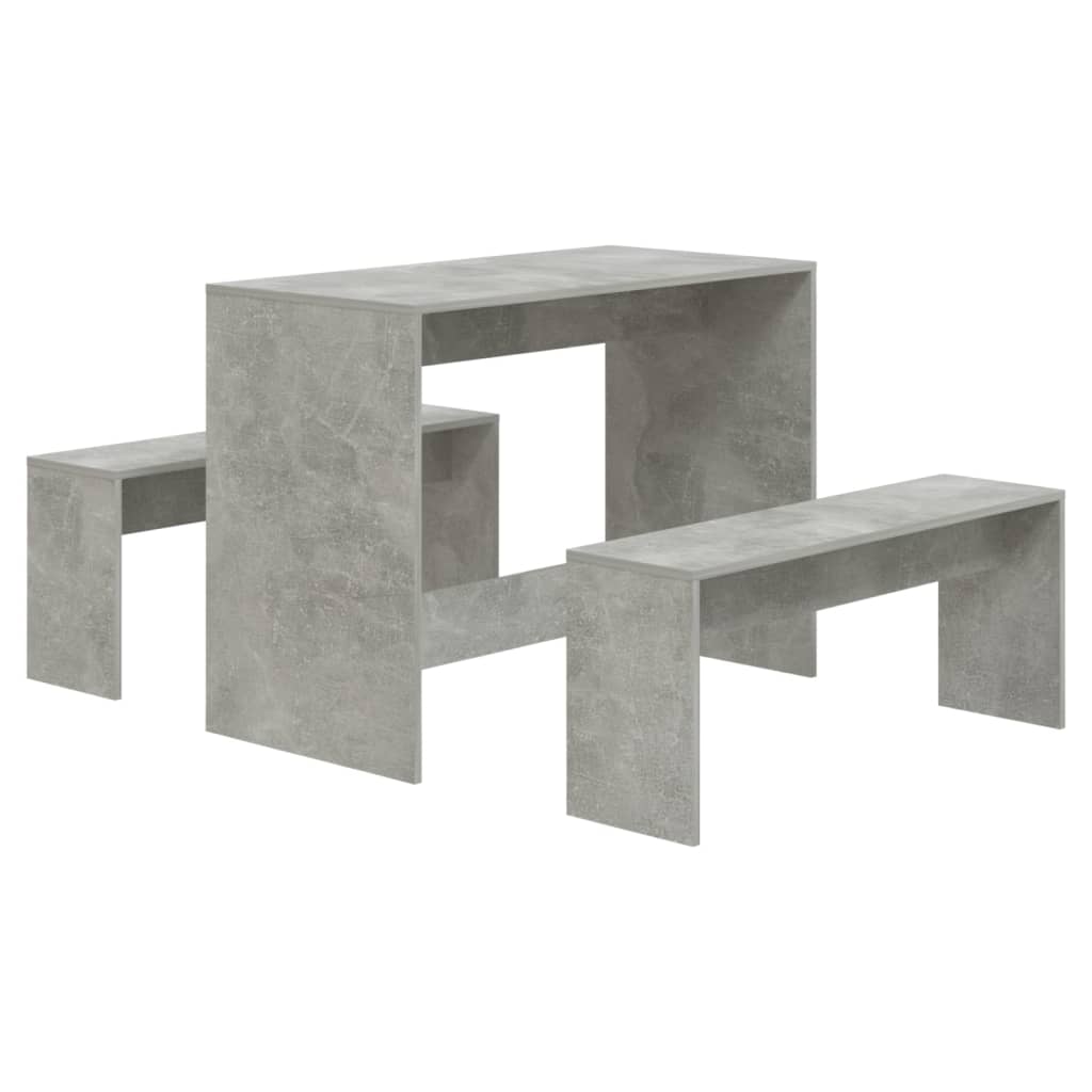 3-piece dining set concrete gray wood material