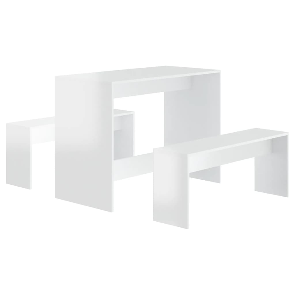 3-piece dining set high-gloss white wood material