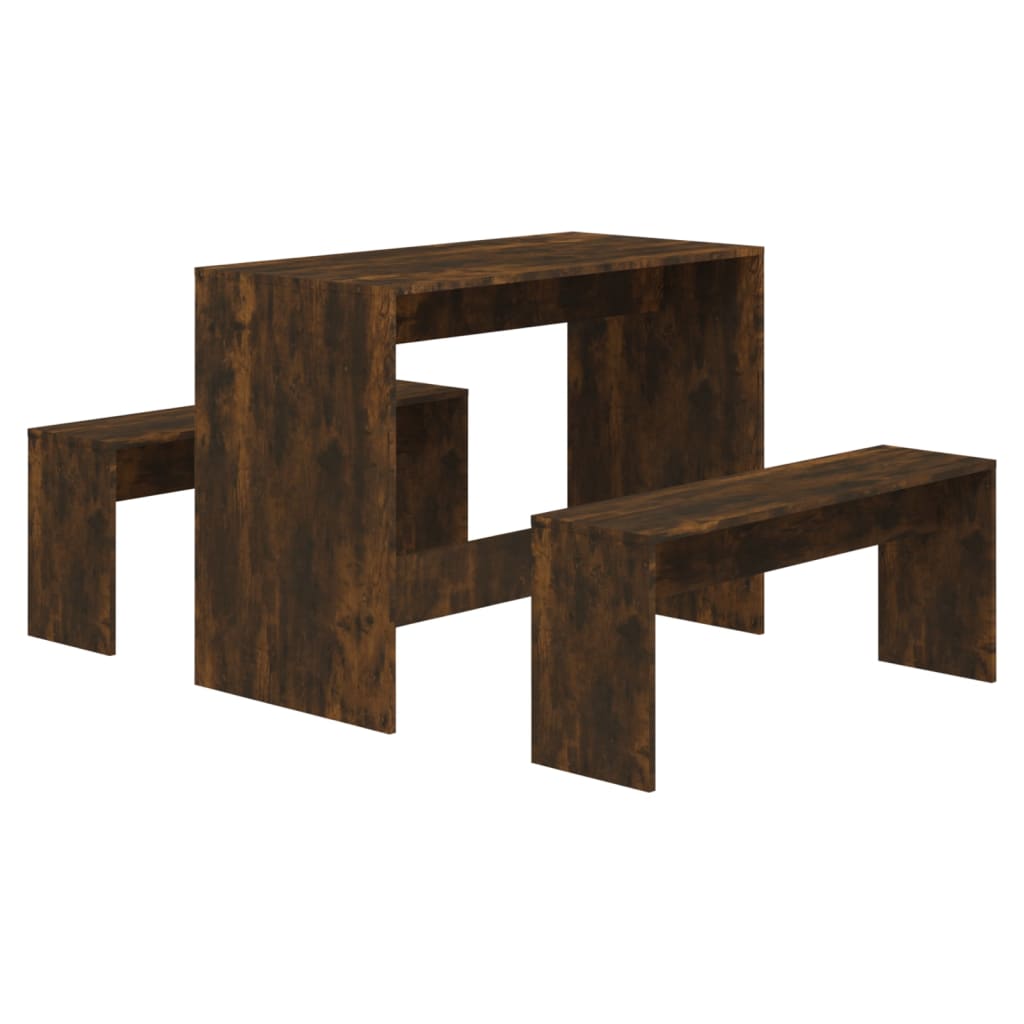 3-piece dining set smoked oak wood material